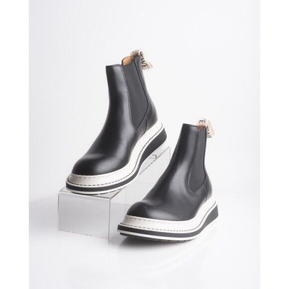 Loewe Womens Chelsea Ankle Boots Leather Pull On Flat Black US 7 EU 37 New - Picture 1 of 10